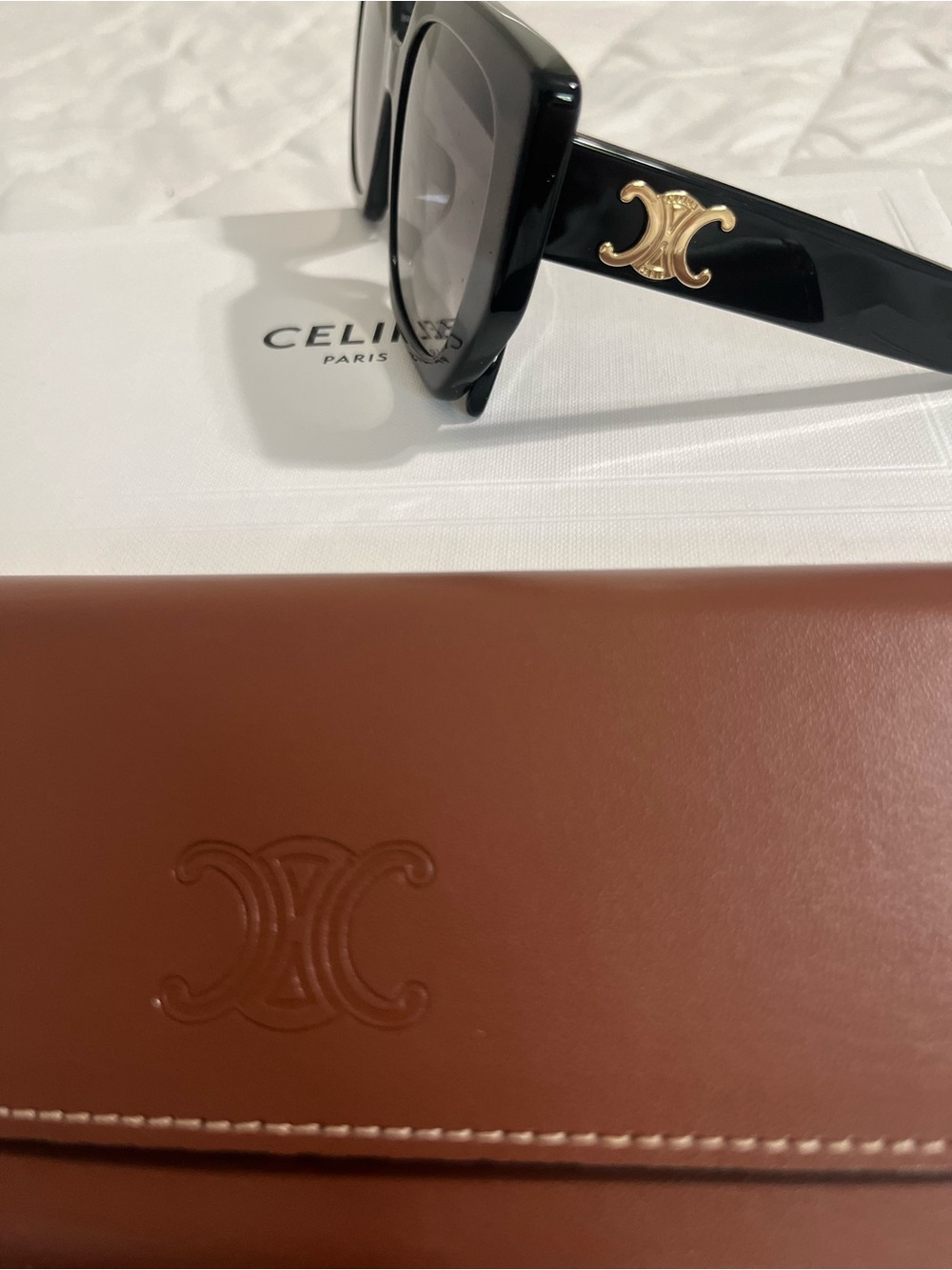 Celine Black Sunglasses with Gold Triomphe Logo